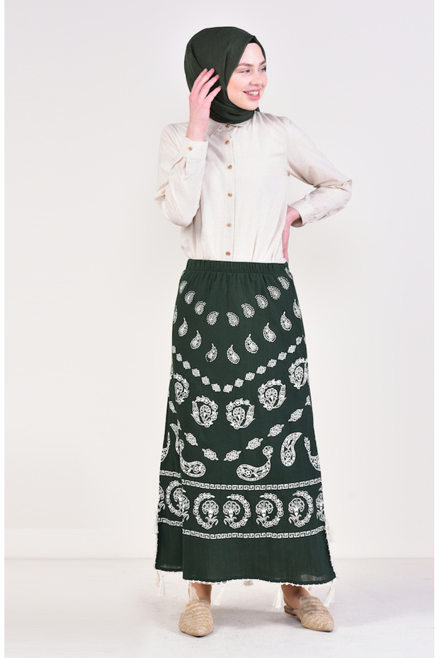 Şile Bezi Pareo Skirt 0200-02 Dark Green