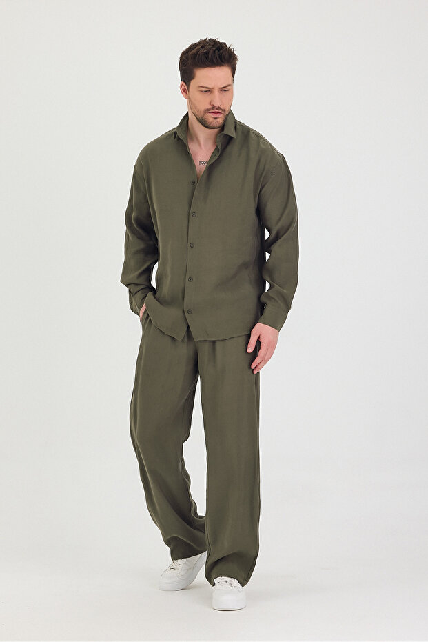 Men's Oversize Comfortable Fit Shirt-Pants Bottom-Top Set