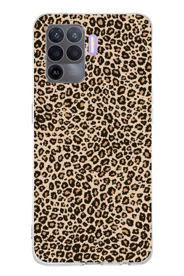 Oppo Reno 5 Lite Compatible Leopard Design Transparent Silicone Case