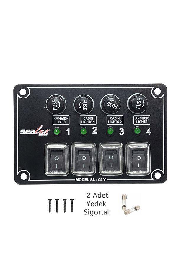 Tekne Switch Panel Kontrol Paneli Yatay Model Sealux 4 Anahtar 80 X 120 Mm - 1