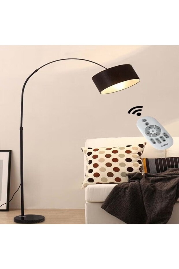 مصباح ارضي قائم بريموت كنترول مع لمبه LED ثلاثي الالوان 12 واط وغطاء قماشي من فيرست