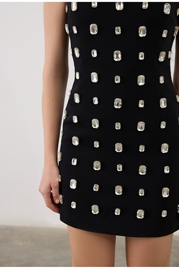 Taşlı Diva Mini Elbise - 5