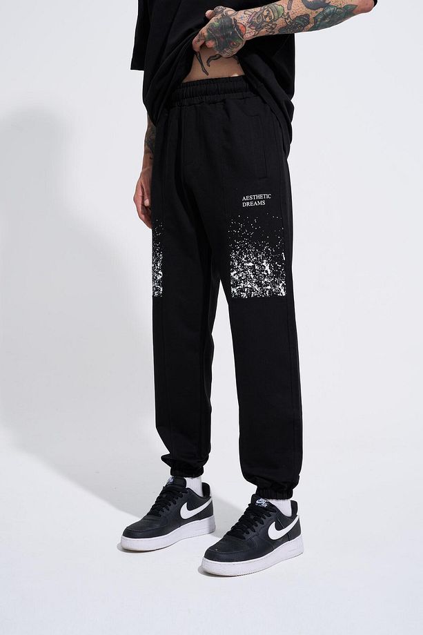 Erkek Aesthetic Dreams Baskılı Relaxed Jogger Siyah Eşofman Altı - 3