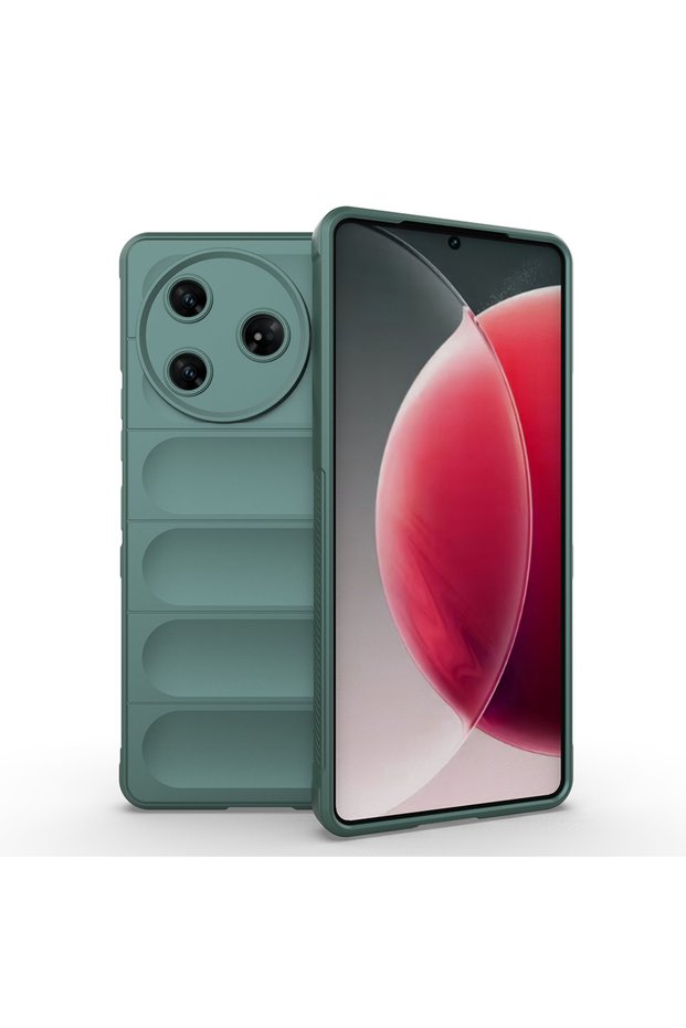 Sys Ethnic Silicone Cover for Tecno Spark 30 Pro Case Flexible Tpu with Hollowed Back Surface Design - Dark Green