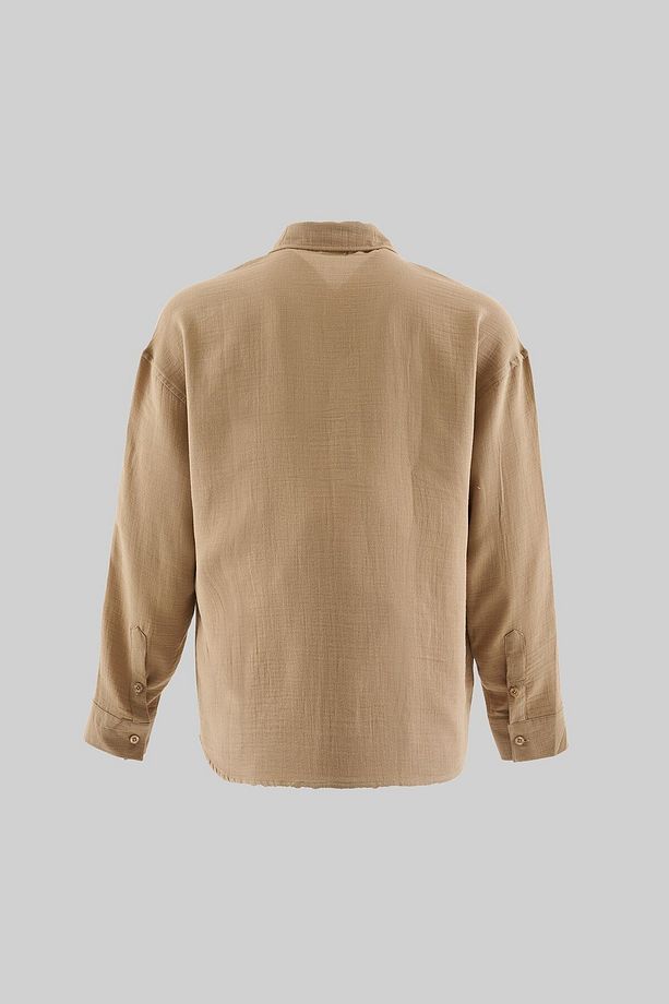 Erkek Basic Uzun Kollu Cotton Camel (Deve Tüyü) Gömlek - 3