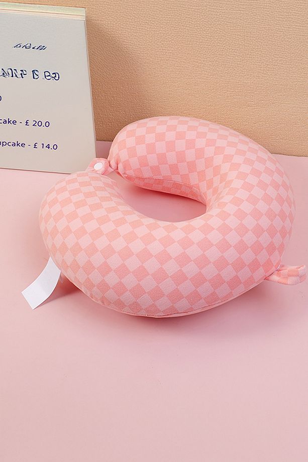 Mozaik Şekillli Memory Foam U Tipi Yastık Pembe - 3