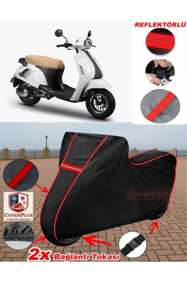 Bumoto/Jinling Lucatti 100Cc Tarpaulin Black Motorbike Tarpaulin Engine Cover Tent (Red Stitched)