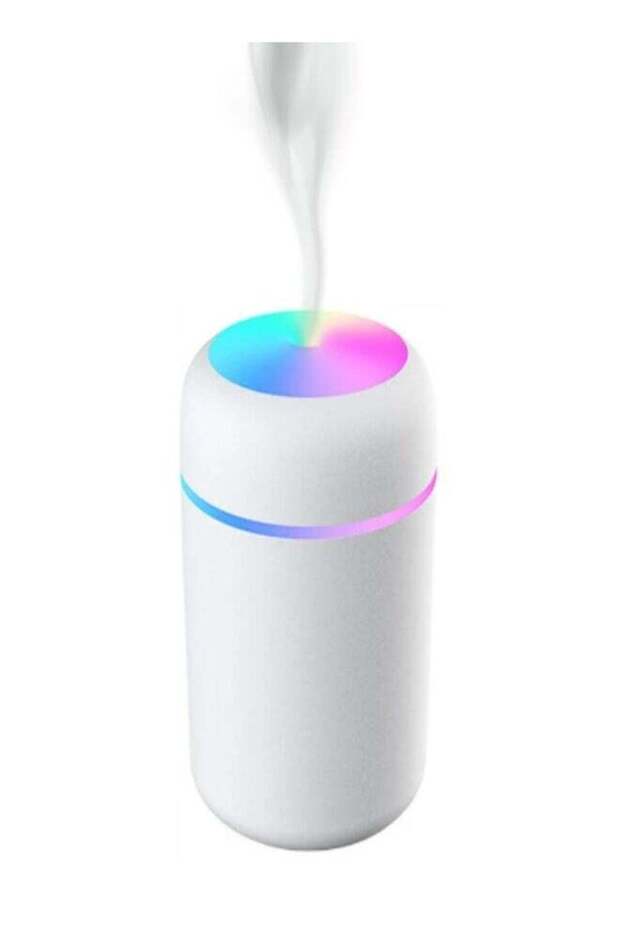 مرطب هواء للسيارة مزود بكوب ملون مزود بمنفذ USB باللون الأبيض DX2535
