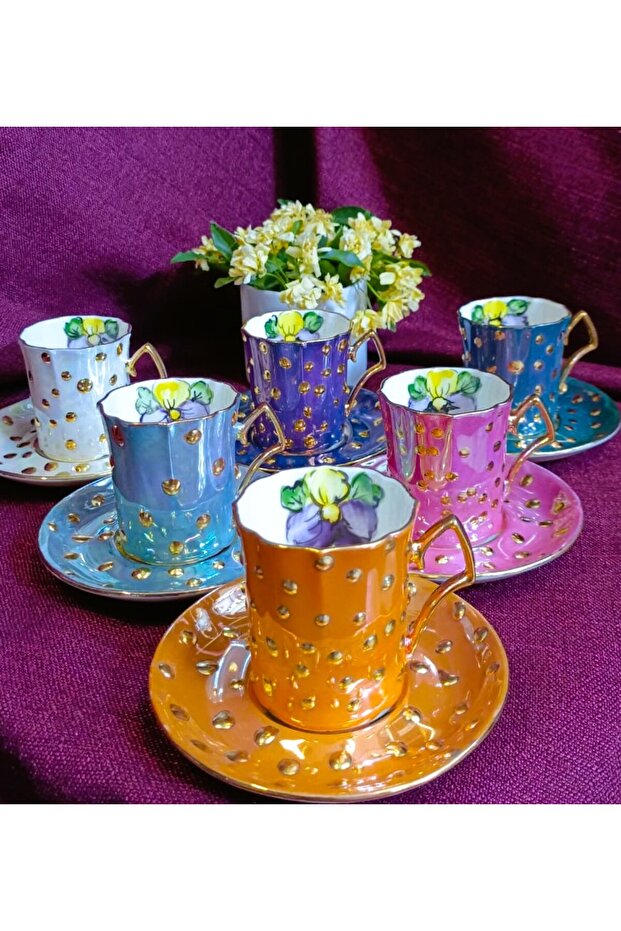 Drop Violet Porcelain Hand Decoration Painting Cup Set