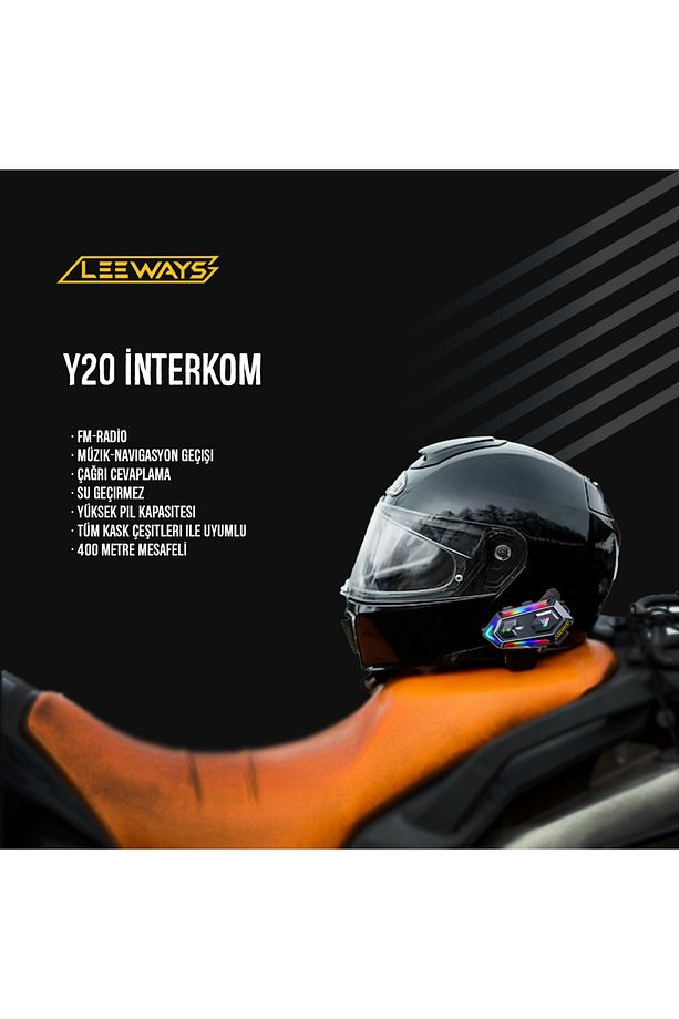 Y20 BT5.3 Motosiklet Kask Kulaklık Intercom Işıklı Motorsiklet Interkom - 3