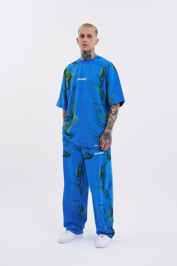 Erkek Abstract Machinist Baggy Mavi Eşofman Altı - 5