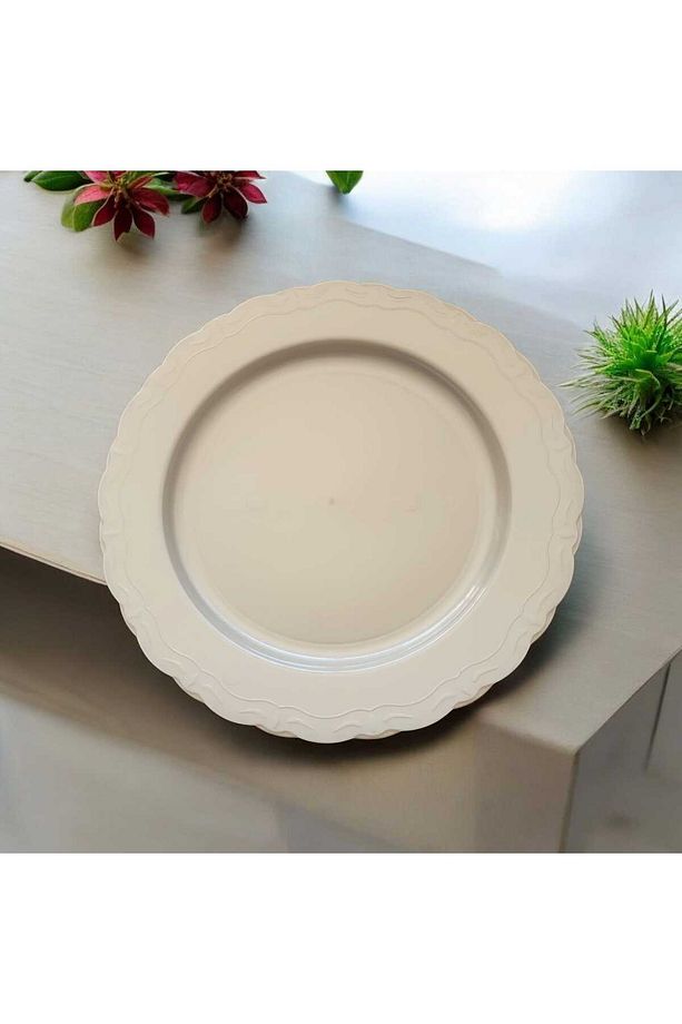 Mika Tabak& Parti Tabak&parti Mika Tabak & Dogum Günu Tabak &Plastik Beyaz Tabak 23 cm 6 adet - 2
