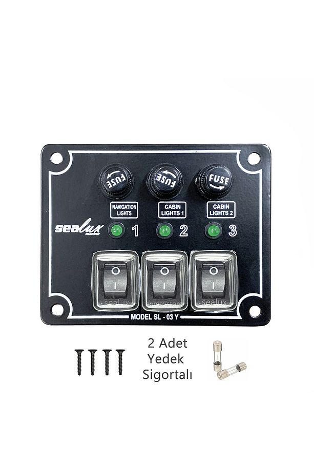 Tekne Switch Panel Kontrol Paneli Yatay Model Sealux 3 Anahtar 80 X 100 Mm - 1