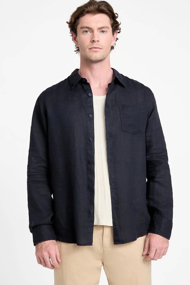Ls Napa Linen Shirt Men's Blue Shirt M5Gh73Wh3J0-F73J