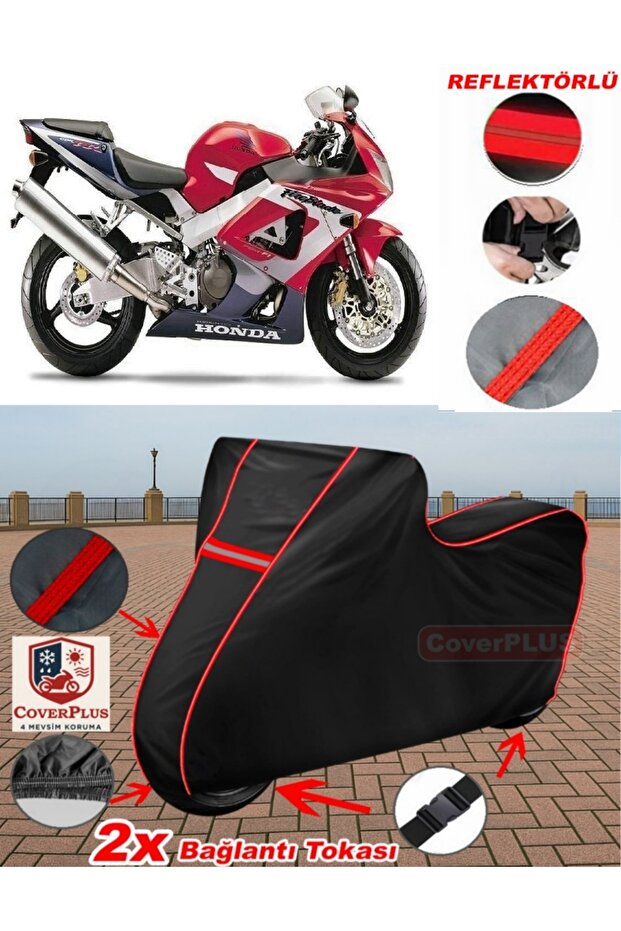 For Honda Cbr 929 Rr Tarpaulin Black Motorcycle Tarpaulin Engine Cover Tent (Red Stitched)