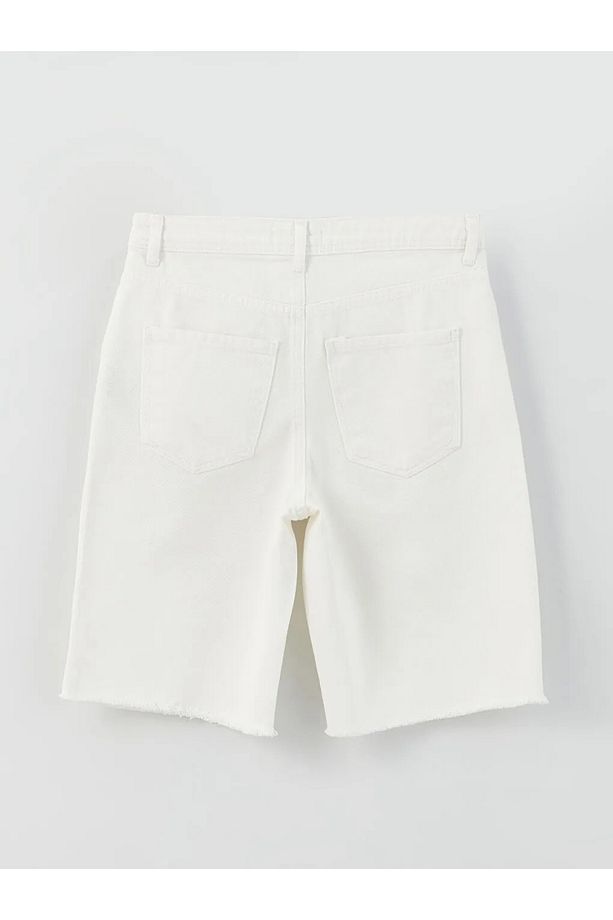 LCW Jeans Ekru Bermuda Fit Yırtık Detaylı Kadın Jean Şort - 2