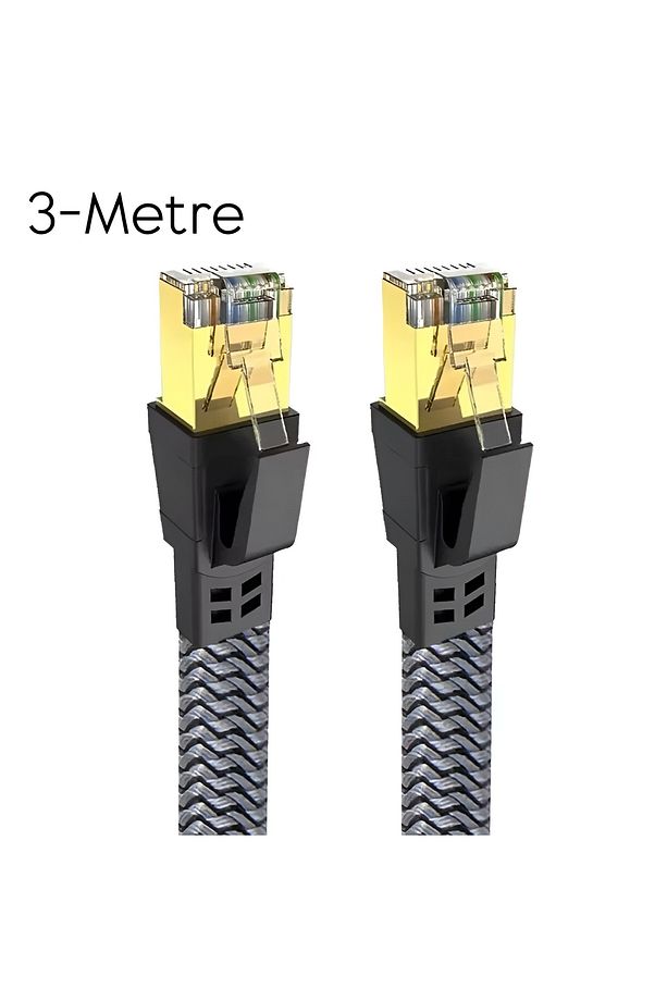 Cat8 LAN Kablosu Yüksek Hızlı 40Gbps 2000mhz Ethernet Kablosu Örgü Kaplama 1m 2m 3m 5m 10m - 1