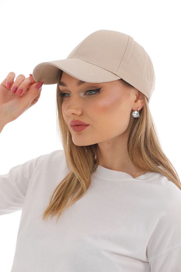 Unisex Ayarlanabilir Bej Spor Basic Şapka - 7