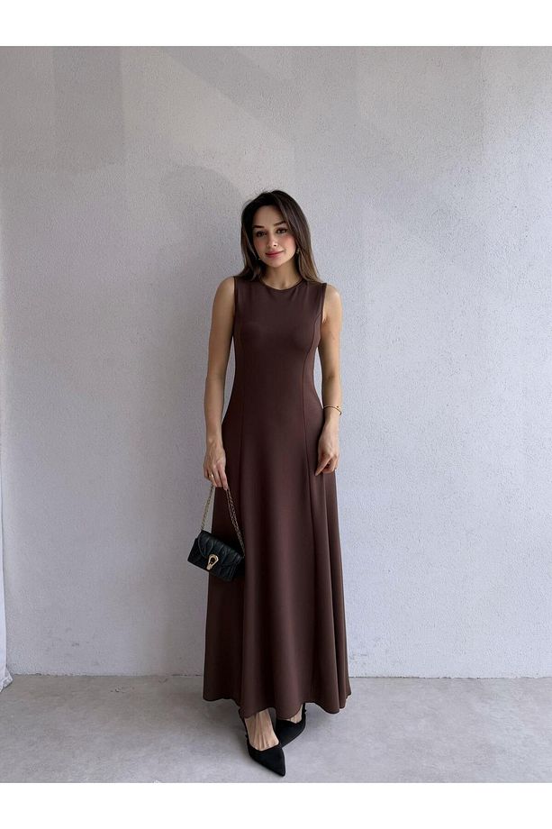NOLLER Maxi Elbise 6748 - Acı kahve - 2