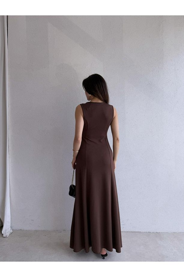 NOLLER Maxi Elbise 6748 - Acı kahve - 3