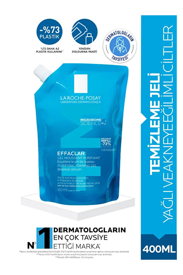 Effaclar Cleansing Gel Refill 400ml | Purifying Face Wash for Oily, Acne-Prone Skin
