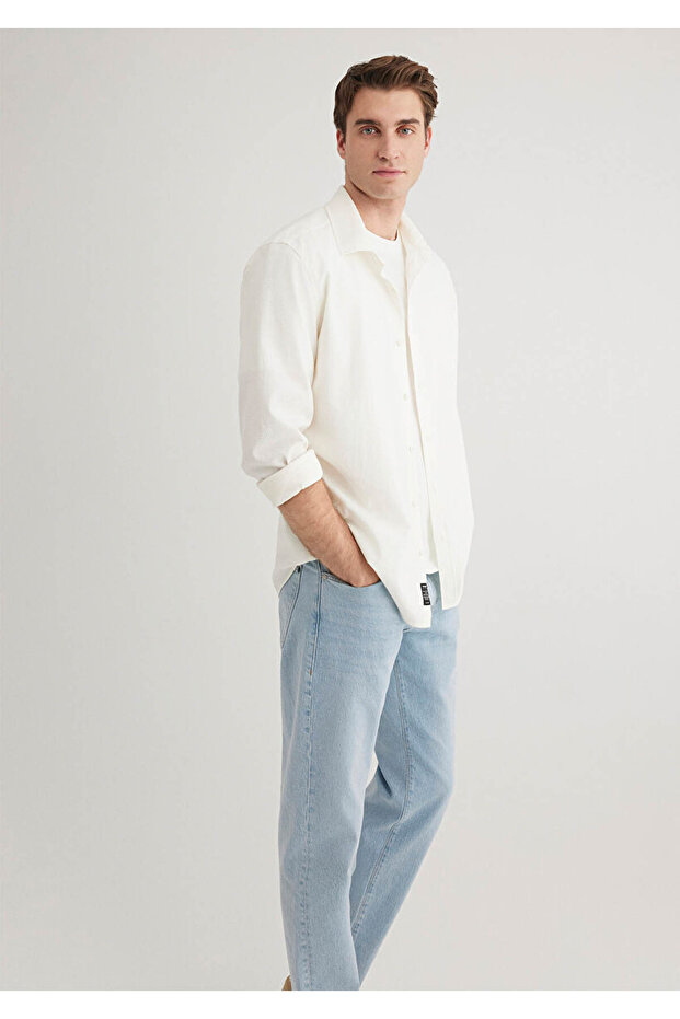 Erkek Ekru M0211424-70057 Regular Gömlek - 4