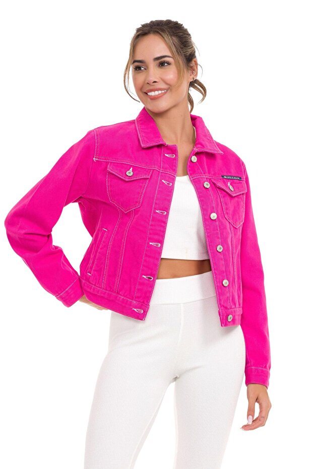 WJ212 Basic Kısa Kadın Jeans Ceket - 2