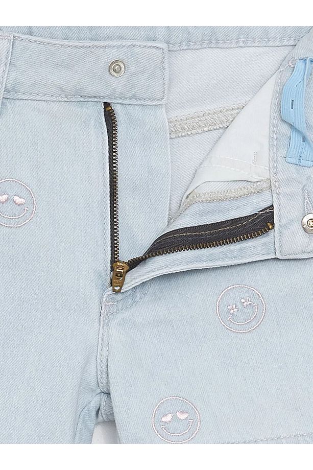 LCW Kids Indigo Nakışlı Kız Çocuk Jean Şort - 2