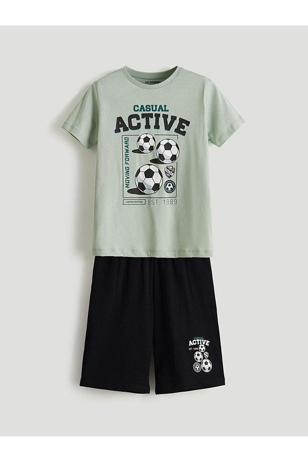 Bisiklet Yaka Erkek Çocuk Şortlu Pijama Takımı (S5) - 1