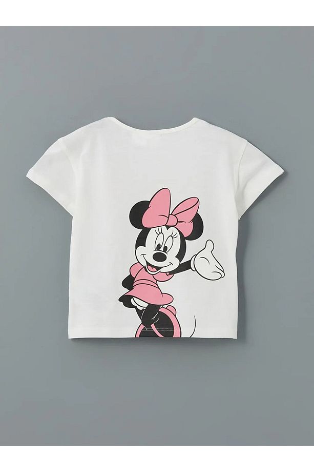 Beyaz Minnie Mouse Baskılı Kız Bebek Şortlu Pijama Takımı - 2