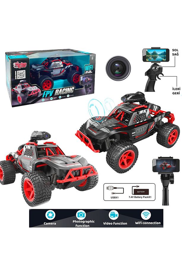 KUMANDALI KAMERALI OFF ROAD ARABA FPV RACİNG R/C F/F 2.4GHZ WİFİ ŞARJLI 6+ - 1