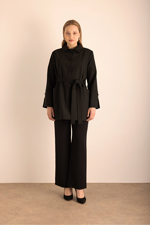 قبعة منسوجة بأزرار أمامية مقوسة - 1