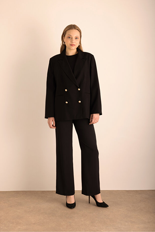 Kruvaze Dokuma Ceket - 1