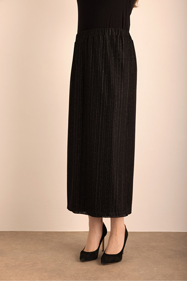 Beli Lastikli Örme Simli Tül Etek - 3