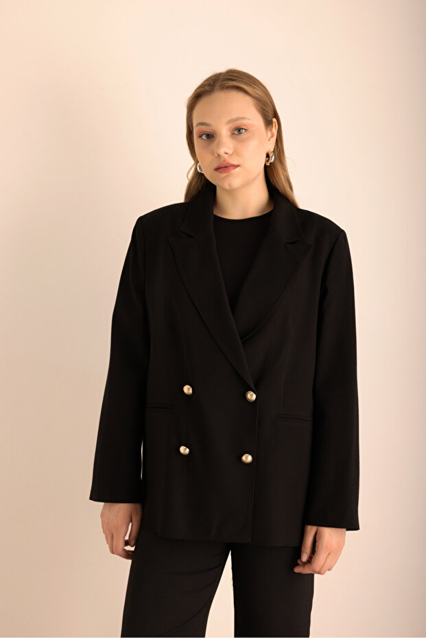 Kruvaze Dokuma Ceket - 3