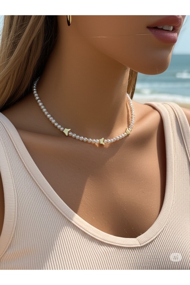 KADIN İNCİ KELEBEK KOLYE - 2