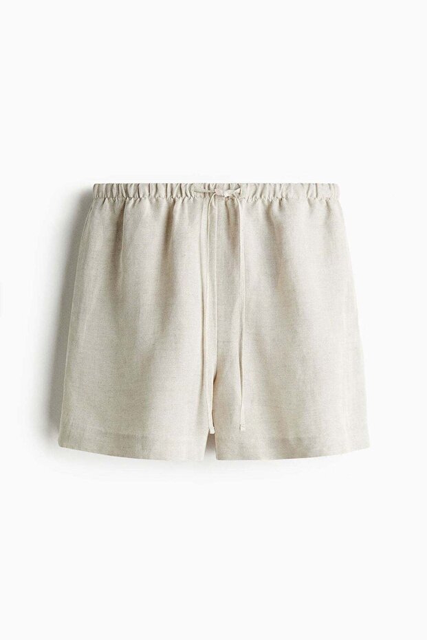 شورت برباط من مزيج الكتان - 1