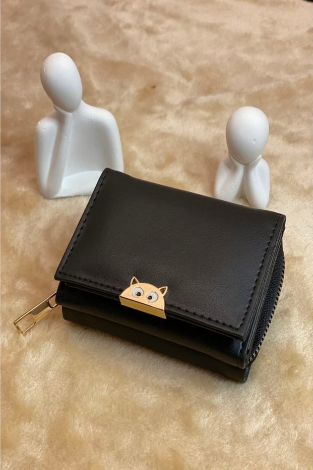 Small Size Women's Wallet with Cat Detail