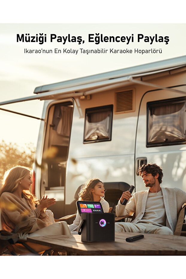 Partybox Shell S3 80W Karaoke Bluetooth Hoparlör Seti, 7.1" Tablet, 2 Mikrofon, Ses Bombası - 4