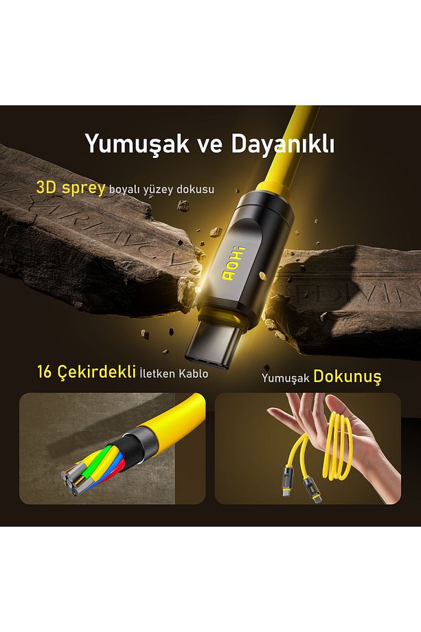 The Future Adonis Type-c To Type-c 1m Pd 3.1 120gbps 240w 8k Süper Hızlı Şarj/data Kablosu, Sarı - 6