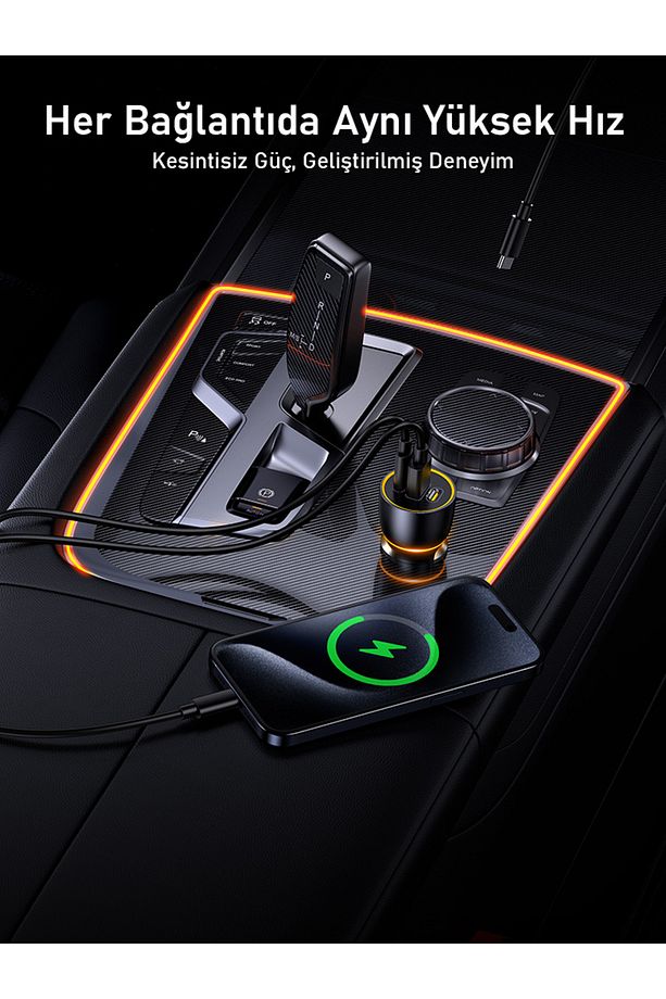 Superauto Araç Içi Şarjı, 3 Portlu Pd 170w Type-c Ve Usb-a Girişli, Hızlı Şarj Çakmaklık Adaptörü - 4