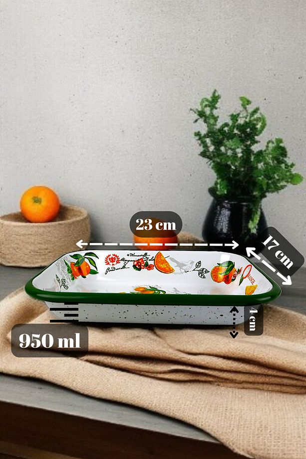 22 No Emaye Dörtgen Tabak Meze Kahvaltılık Kamp Piknik - 4