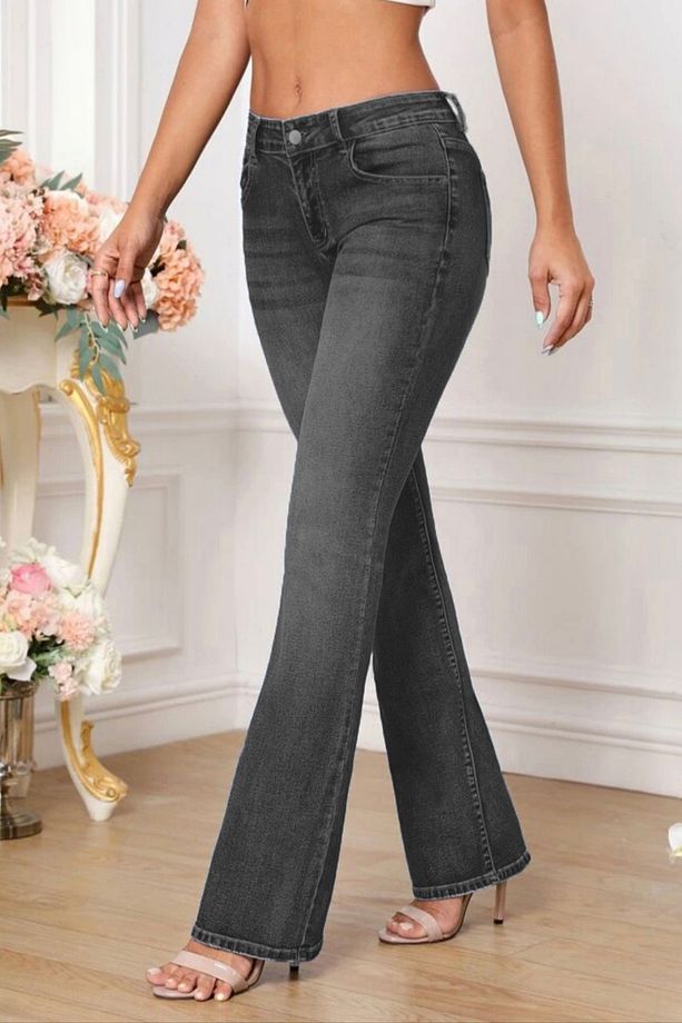 Yüksek Kalite Kadın 5 Cep Düşük Bel Ispanyol Paça Skinnyfit Esnek Jean Pantolon C619-antrasit - 5