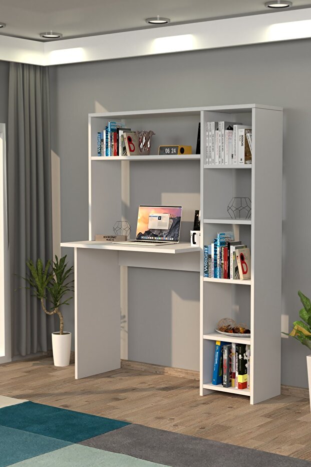Duru Kitaplıklı Çalışma Masası Beyaz - 2