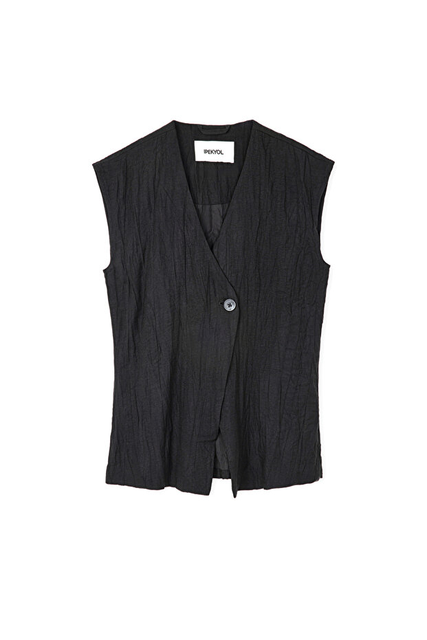 Kırışık görünümlü yelek - 3