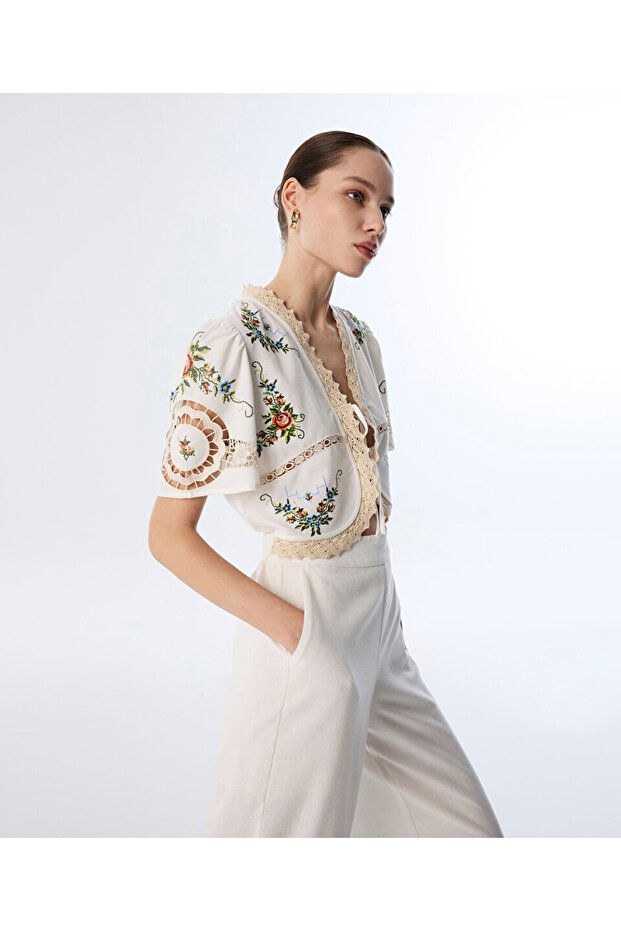 ÇİFT PARÇA GÖRÜNÜMLÜ NAKIŞLI TULUM - 1