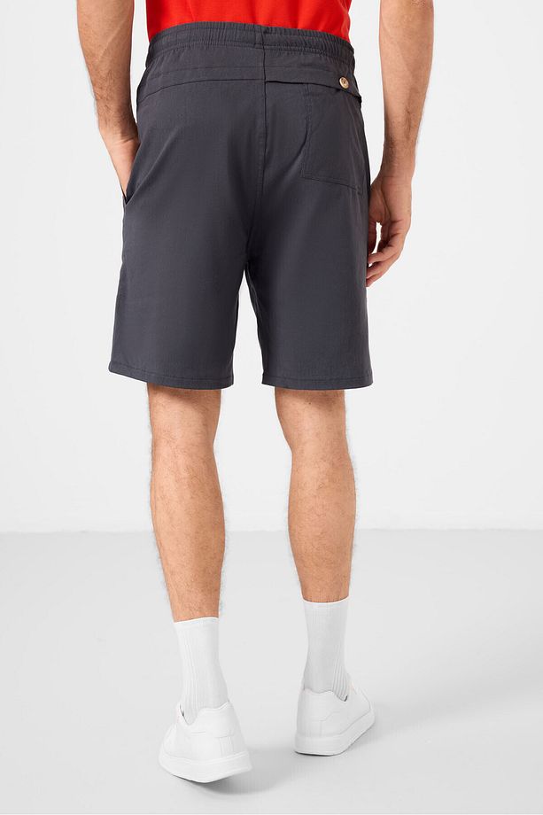 Gri Standart Fit Dokuma Hafif Esnek Chino Erkek Şort - 81292 - 8