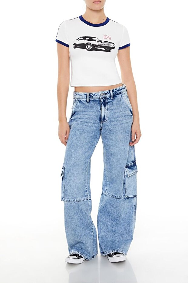 Araba Baskılı Baby Tee Tişört - 4