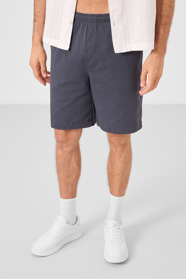 Gri Standart Fit Dokuma Hafif Esnek Chino Erkek Şort - 81293 - 3