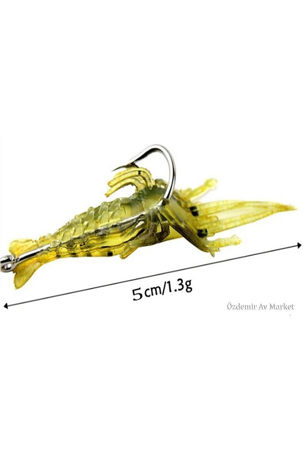 Sarı Karides Iğneli 1.3 Gr 5 Cm Yapay Sahte Silikon Yem 5 Adet - 5